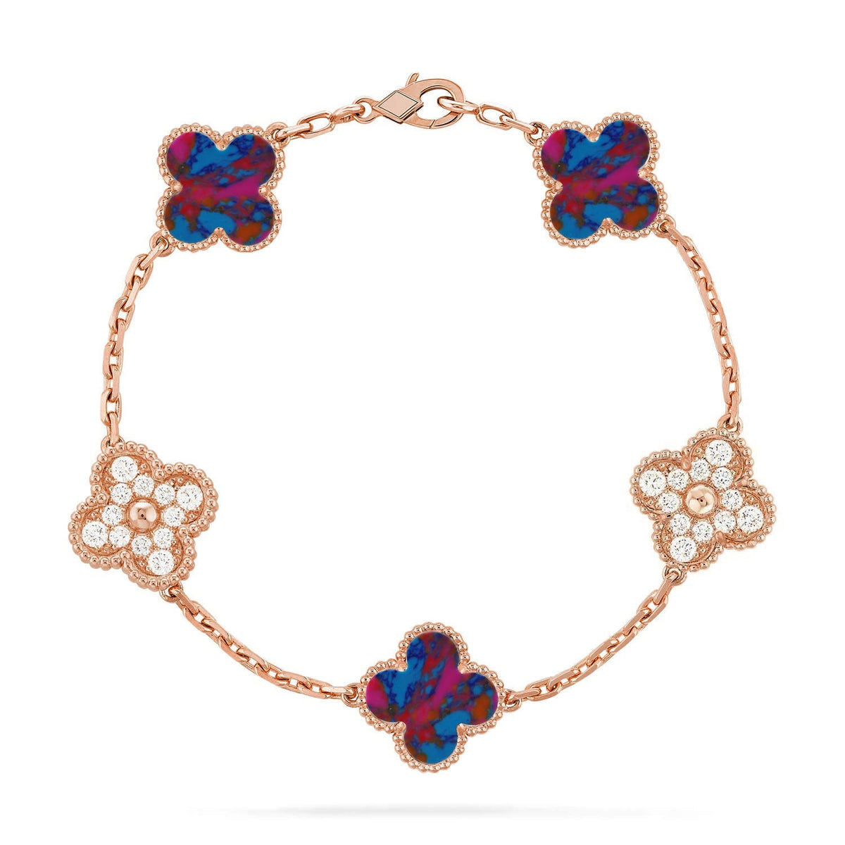[Angela Jewelry]CLOVER 5 MOTIF COLOR GEMSTONES BRACELET COLLECTION