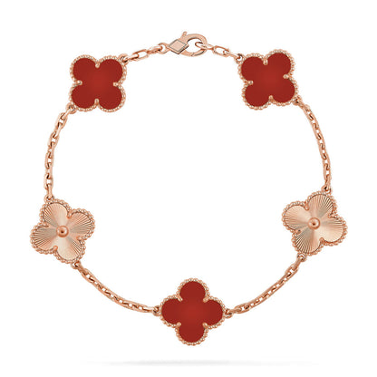 [Angela Jewelry] CLOVER 5 MOTIF RED CORNELIAN BRACELET COLLECTION