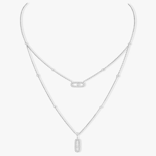 [Angela Jewelry]MOVE 2 ROW DIAMOND NECKLACE