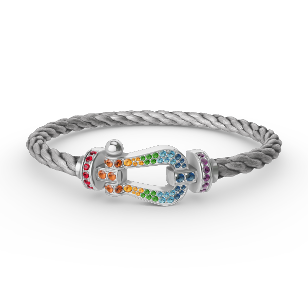 [Angela Jewelry]FORC LARGE HORSESHOE  COLORED DIAMOND BRACELET SILVER