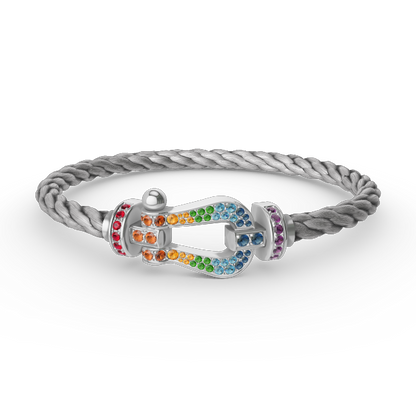 [Angela Jewelry]FORC LARGE HORSESHOE  COLORED DIAMOND BRACELET SILVER