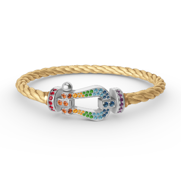 [Angela Jewelry]FORC LARGE HORSESHOE  COLORED DIAMOND BRACELET SILVER