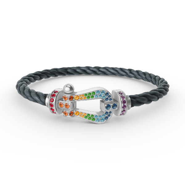 [Angela Jewelry]FORC LARGE HORSESHOE  COLORED DIAMOND BRACELET SILVER