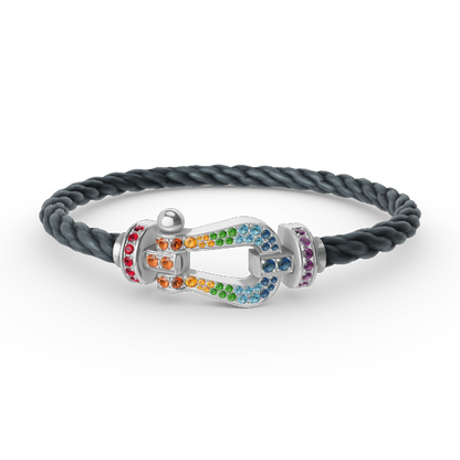 [Angela Jewelry]FORC LARGE HORSESHOE  COLORED DIAMOND BRACELET SILVER