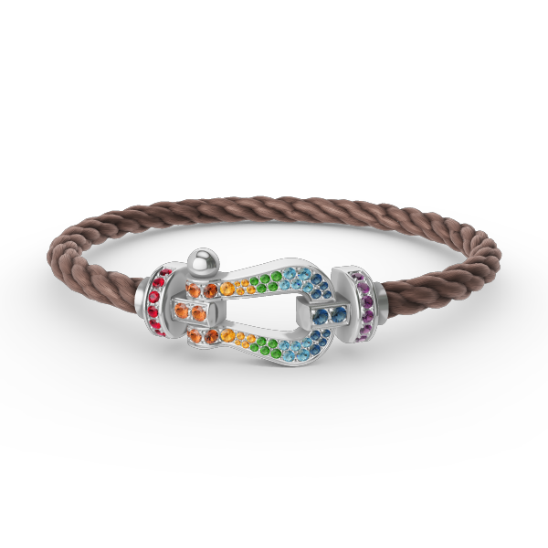 [Angela Jewelry]FORC LARGE HORSESHOE  COLORED DIAMOND BRACELET SILVER