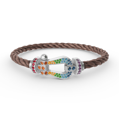 [Angela Jewelry]FORC LARGE HORSESHOE  COLORED DIAMOND BRACELET SILVER