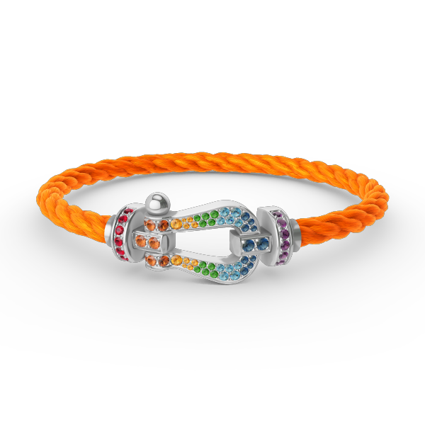 [Angela Jewelry]FORC LARGE HORSESHOE  COLORED DIAMOND BRACELET SILVER