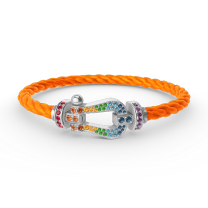 [Angela Jewelry]FORC LARGE HORSESHOE  COLORED DIAMOND BRACELET SILVER
