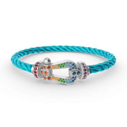 [Angela Jewelry]FORC LARGE HORSESHOE  COLORED DIAMOND BRACELET SILVER