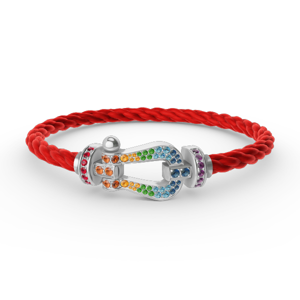 [Angela Jewelry]FORC LARGE HORSESHOE  COLORED DIAMOND BRACELET SILVER
