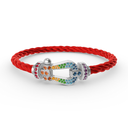 [Angela Jewelry]FORC LARGE HORSESHOE  COLORED DIAMOND BRACELET SILVER