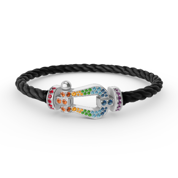 [Angela Jewelry]FORC LARGE HORSESHOE  COLORED DIAMOND BRACELET SILVER