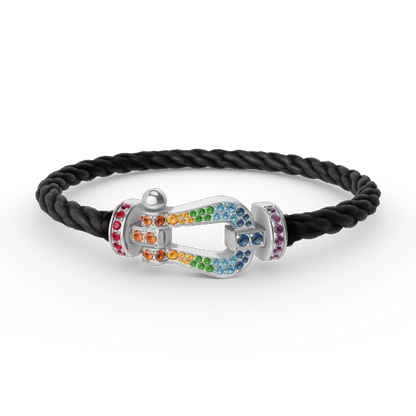 [Angela Jewelry]FORC LARGE HORSESHOE  COLORED DIAMOND BRACELET SILVER