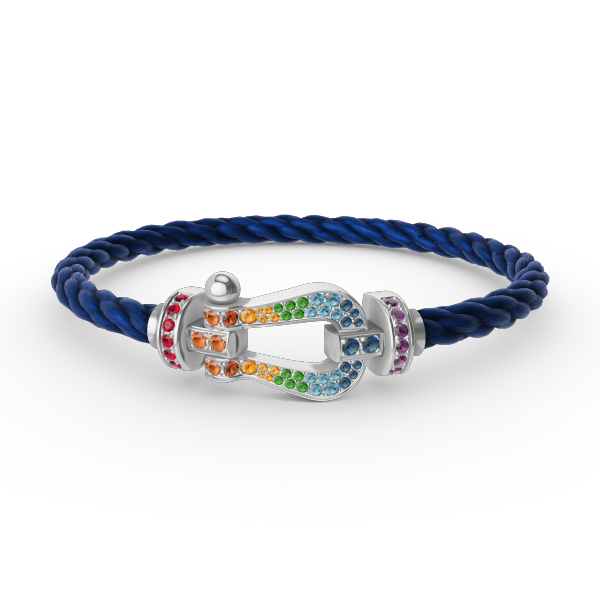 [Angela Jewelry]FORC LARGE HORSESHOE  COLORED DIAMOND BRACELET SILVER