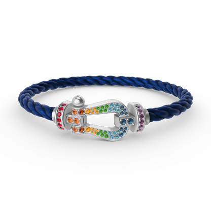 [Angela Jewelry]FORC LARGE HORSESHOE  COLORED DIAMOND BRACELET SILVER