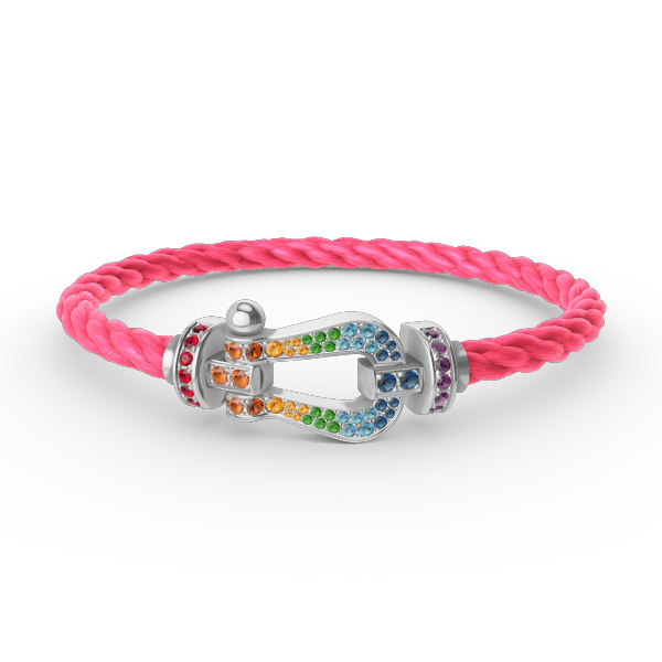 [Angela Jewelry]FORC LARGE HORSESHOE  COLORED DIAMOND BRACELET SILVER
