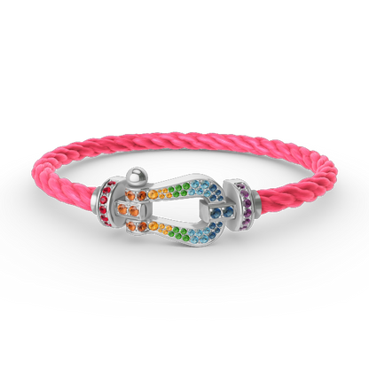 [Angela Jewelry]FORC LARGE HORSESHOE  COLORED DIAMOND BRACELET SILVER
