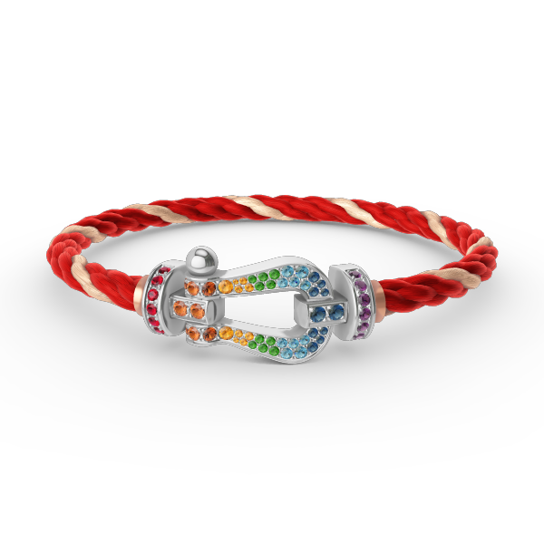 [Angela Jewelry]FORC LARGE HORSESHOE  COLORED DIAMOND BRACELET SILVER