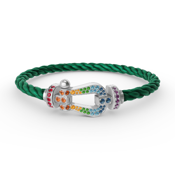 [Angela Jewelry]FORC LARGE HORSESHOE  COLORED DIAMOND BRACELET SILVER
