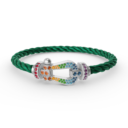 [Angela Jewelry]FORC LARGE HORSESHOE  COLORED DIAMOND BRACELET SILVER
