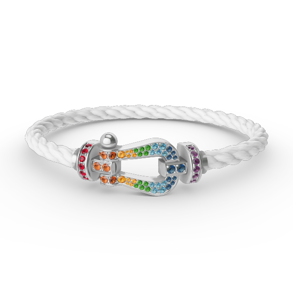 [Angela Jewelry]FORC LARGE HORSESHOE  COLORED DIAMOND BRACELET SILVER