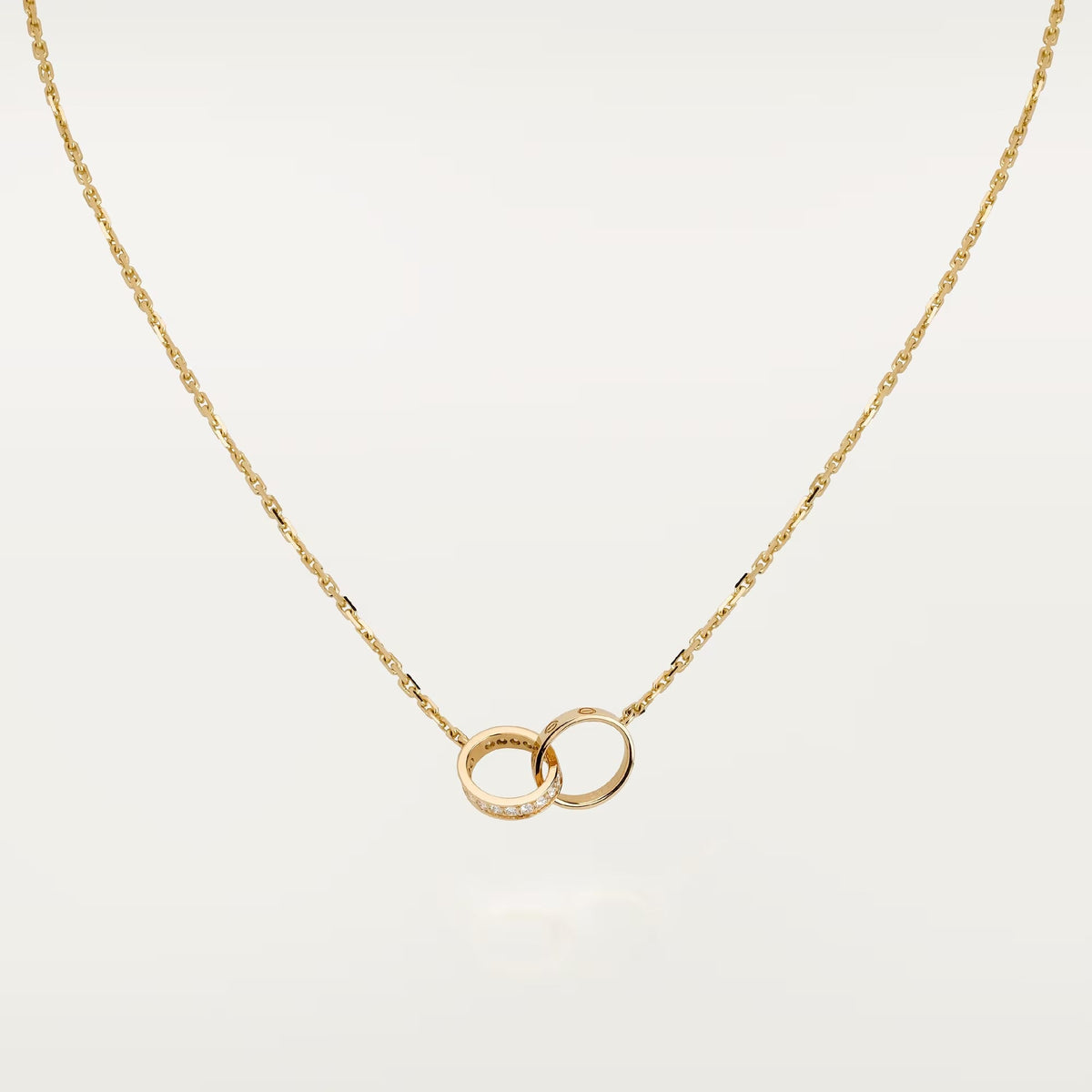 [Angela Jewelry]LOVE DOUBLE RING HALF DIAMOND NECKLACE