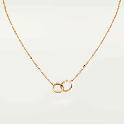 [Angela Jewelry]LOVE DOUBLE RING HALF DIAMOND NECKLACE