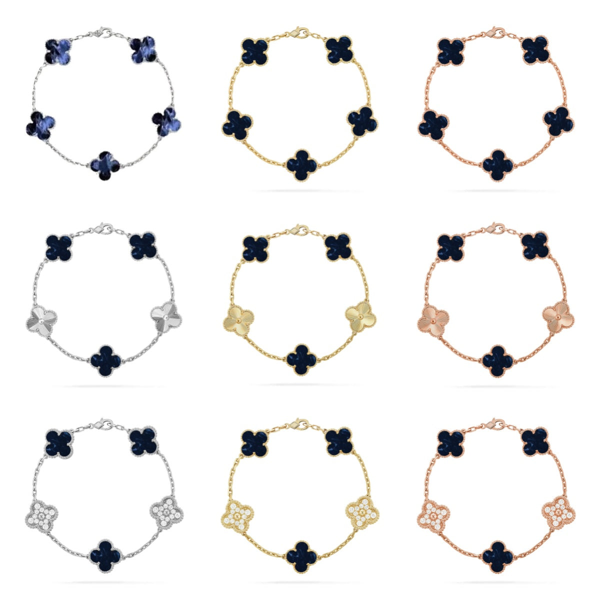 [Angela Jewelry]CLOVER 5 MOTIF PIETERSITE BRACELET COLLECTION