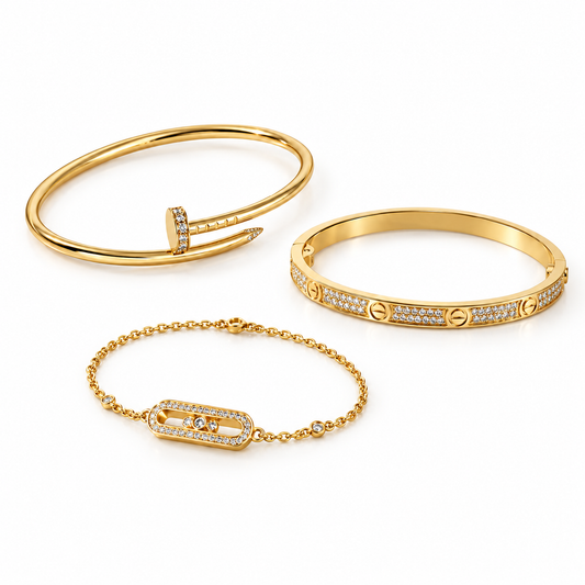 [Angela Jewelry] LOVE & JUSTE Baby Move Diamond Bracelet Stack Set