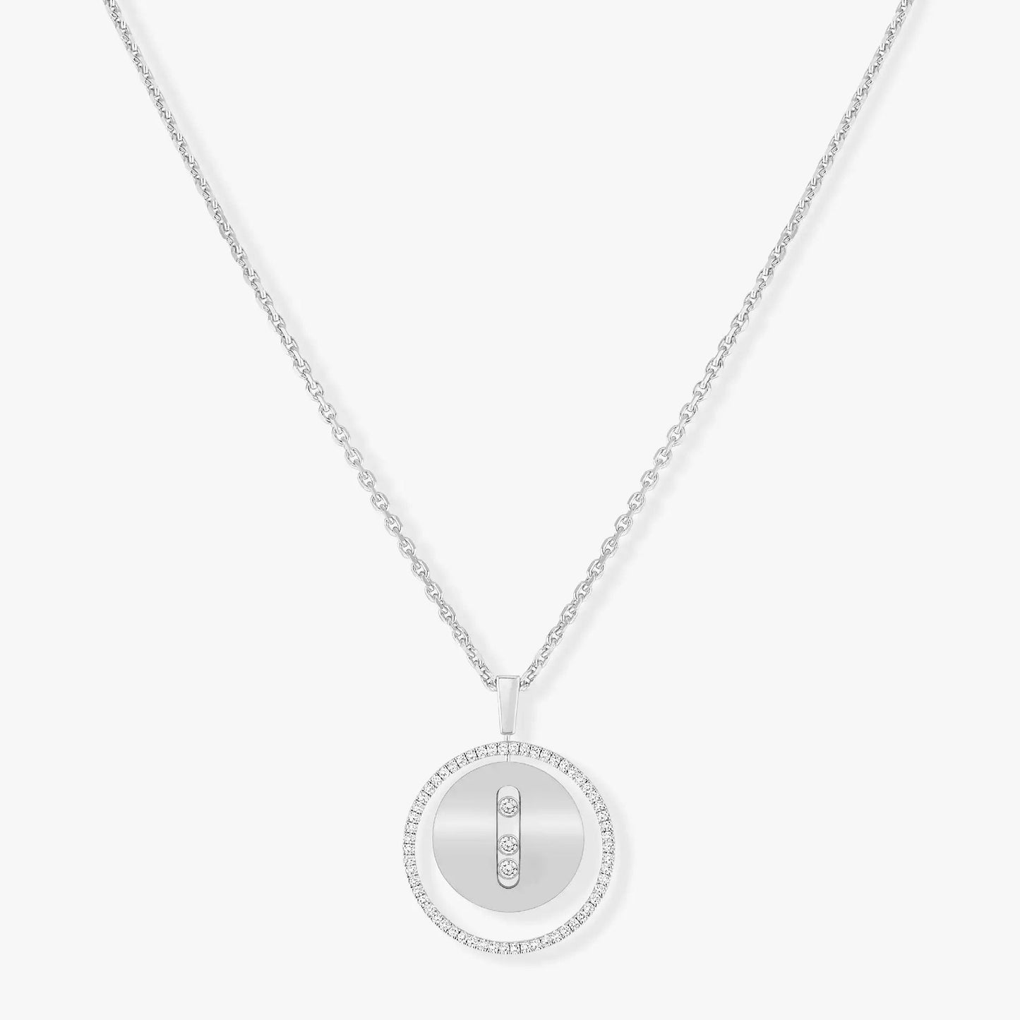 [Angela Jewelry]LUCKY MOVE MM SILVER DIAMOND NECKLACE