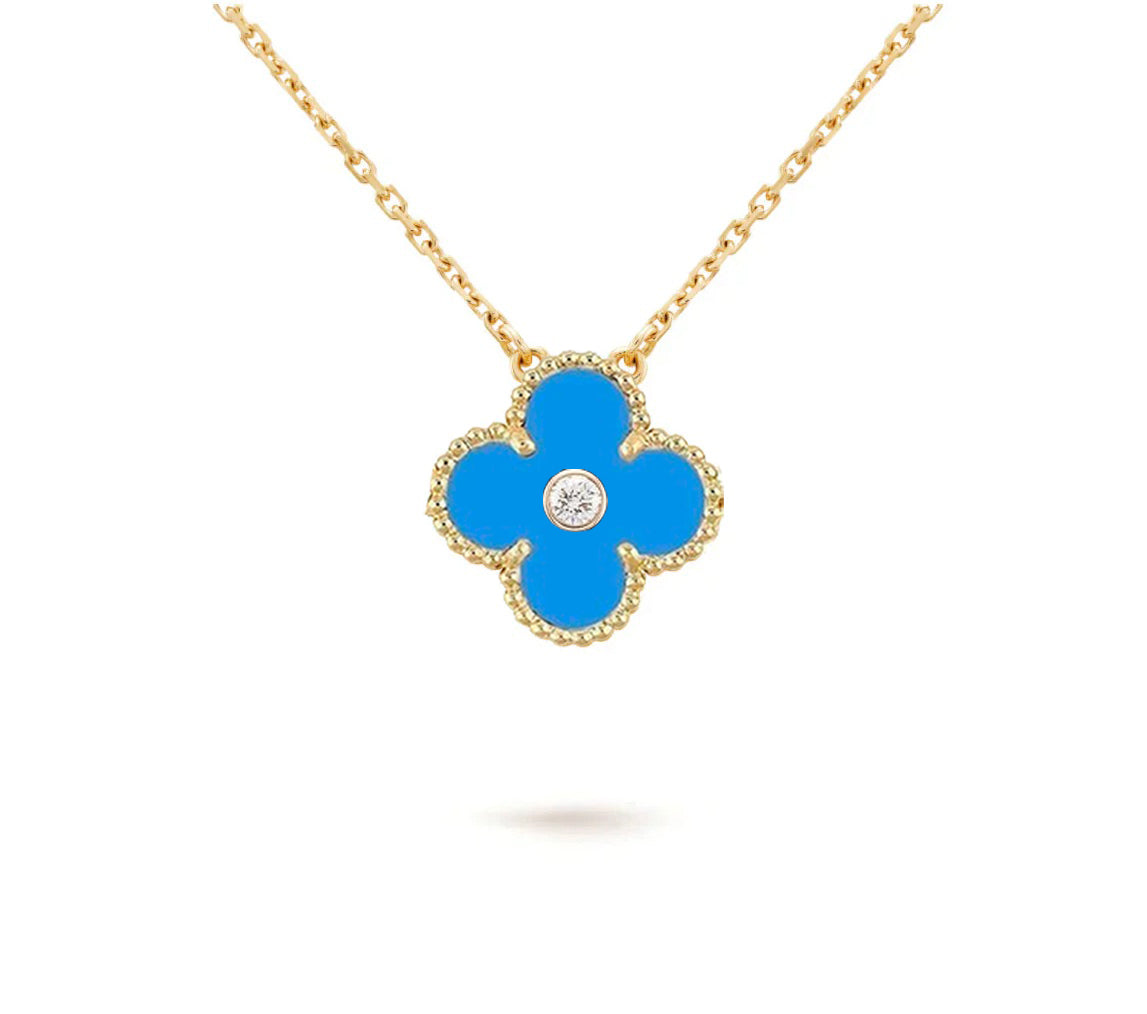 [Angela Jewelry]CLOVER 15MM DIAMOND SINGLE FLOWER NECKLACE COLLECTION
