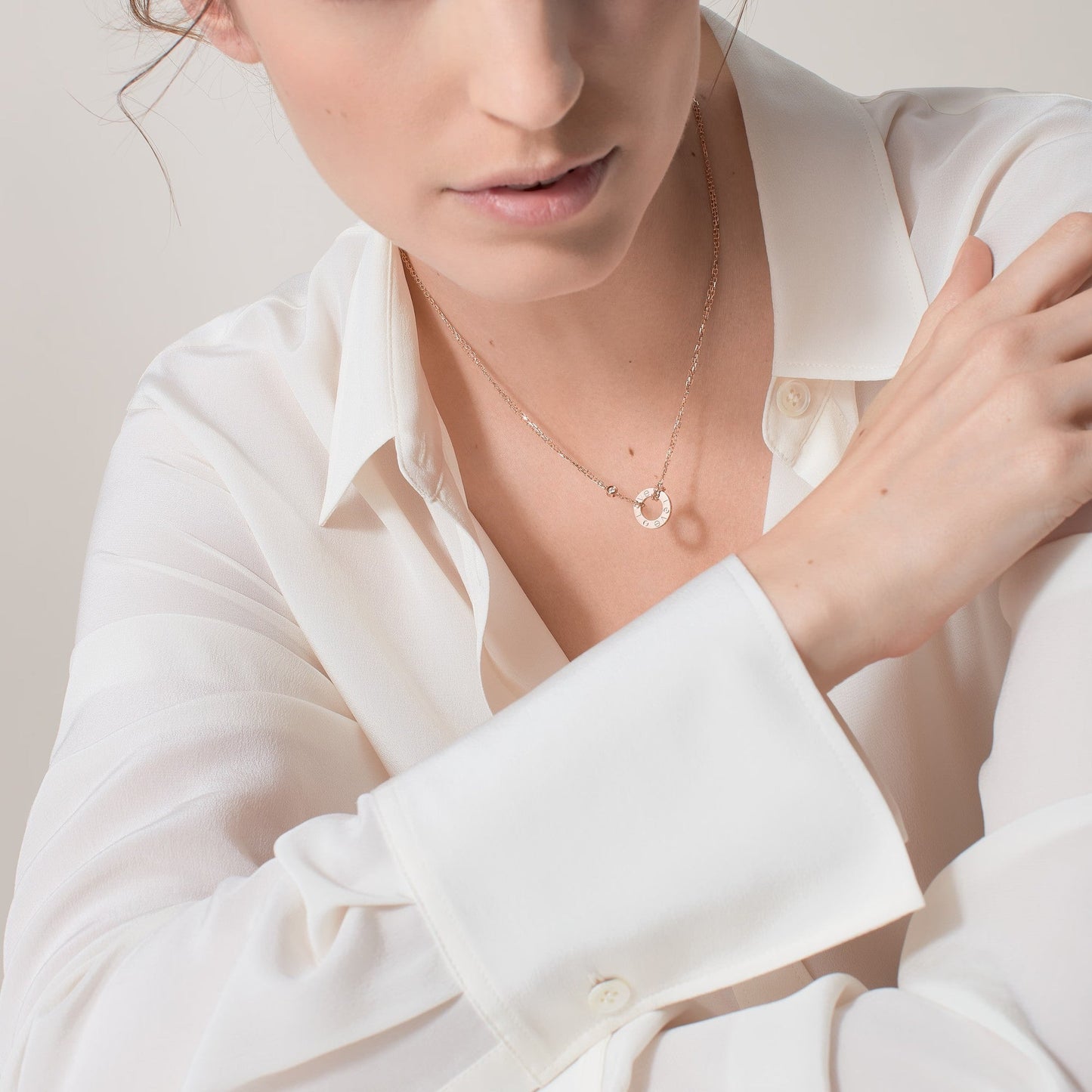 [Angela Jewelry]LOVE NECKLACE 16MM 2 DIAMONDS