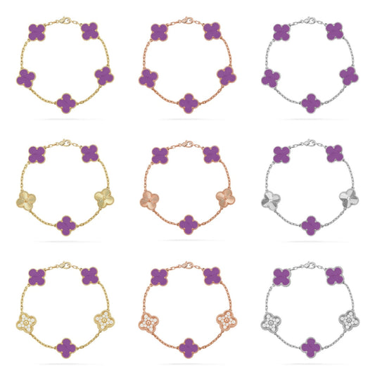 [Angela Jewelry] CLOVER 5 MOTIF VIOLET BRACELET COLLECTION