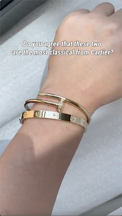 [Angela Jewelry] LOVE Classic & JUSTE Diamond Bracelet Stack Set