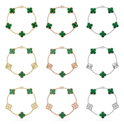 [Angela Jewelry] CLOVER 5 MOTIF MALACHITE BRACELET COLLECTION