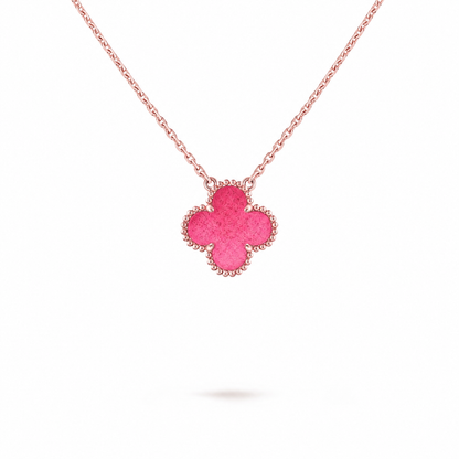 [Angela Jewelry] NEW CLOVER 15MM PINK ENAMEL NECKLACE