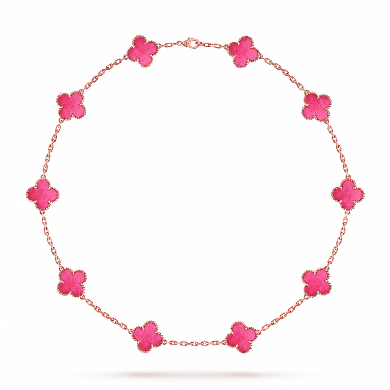 [Angela Jewelry]NEW CLOVER 10 MOTIFS PINK ENAMEL NECKLACE