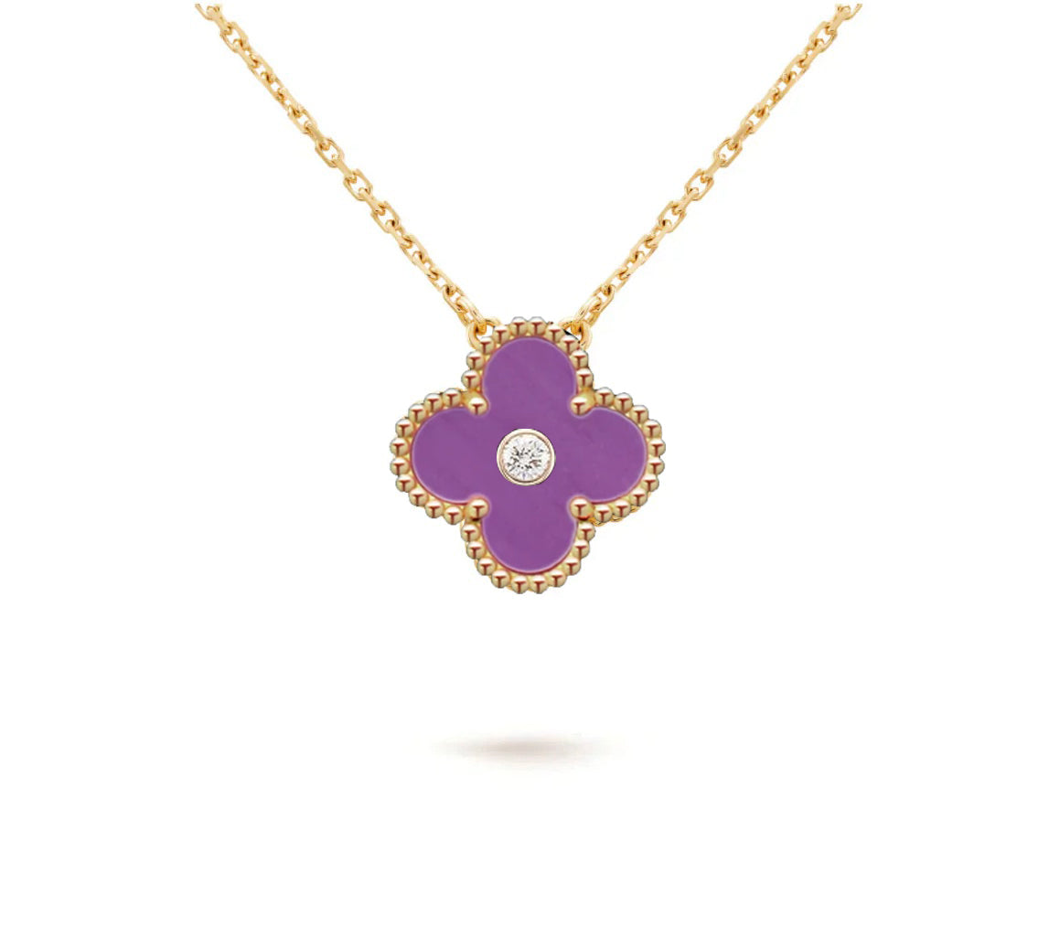 [Angela Jewelry]CLOVER 15MM DIAMOND SINGLE FLOWER NECKLACE COLLECTION