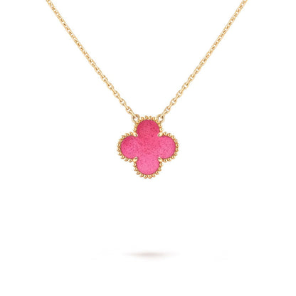 [Angela Jewelry] NEW CLOVER 15MM PINK ENAMEL NECKLACE