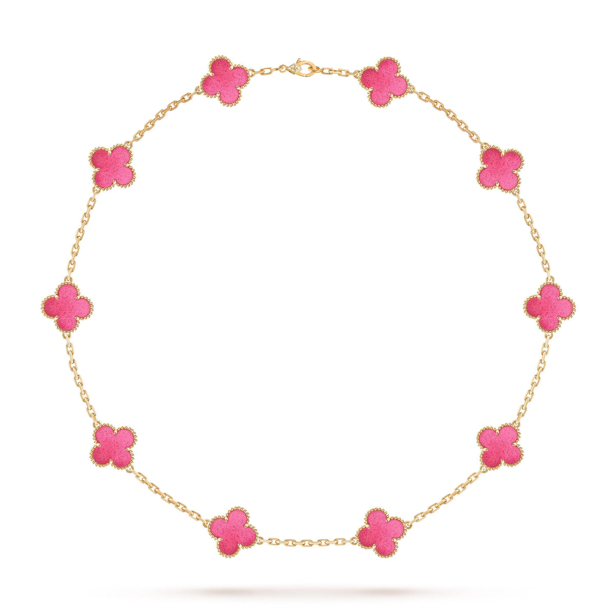 [Angela Jewelry]NEW CLOVER 10 MOTIFS PINK ENAMEL NECKLACE