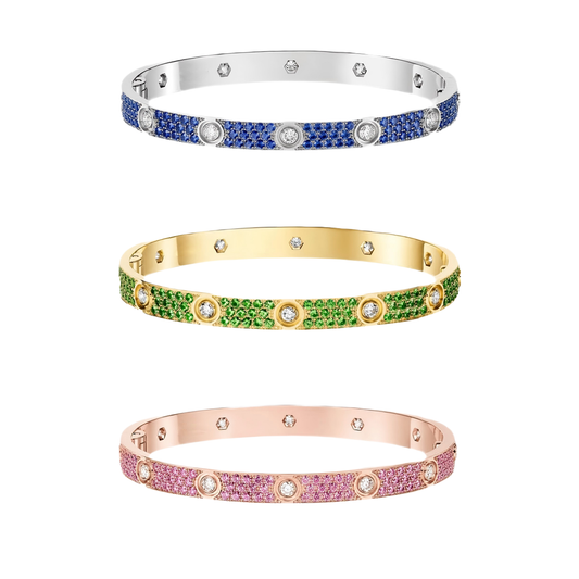 [Angela Jewelry]2026 PAVE GEMSTONE LOVE BRACELET 6.1MM 10 DIAMONDS