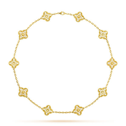 [Angela Jewelry]CLOVER 10 MOTIFS DIAMOND NECKLACE