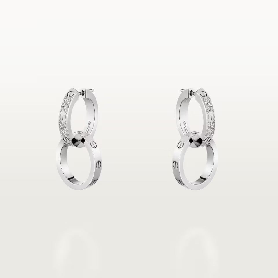 [Angela Jewelry]LOVE 3.3MM DANGLE HALF DIAMOND EARRINGS