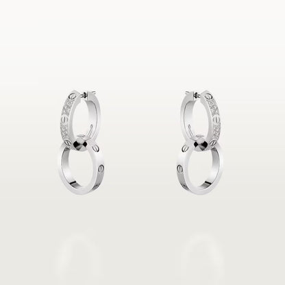 [Angela Jewelry]LOVE 3.3MM DANGLE HALF DIAMOND EARRINGS