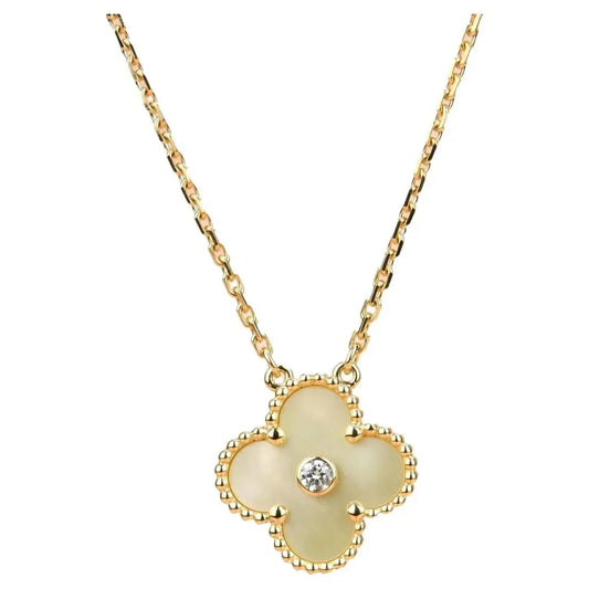 [Angela Jewellery]CLOVER 15MM DIAMANT GOLD PERLMUTT HALSKETTE