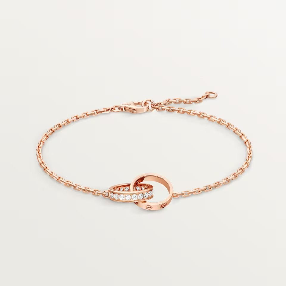 [Angela Jewelry]LOVE DOUBLE RING HALF DIAMOND BRACELET
