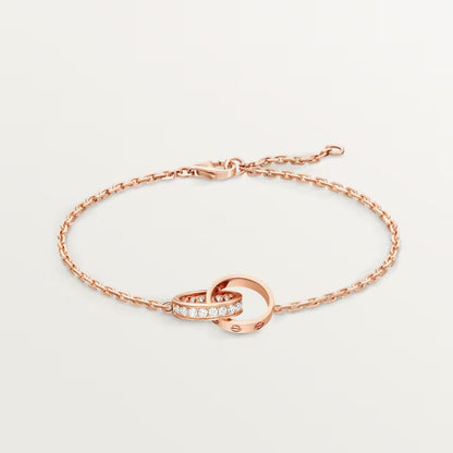 [Angela Jewelry]LOVE DOUBLE RING HALF DIAMOND BRACELET