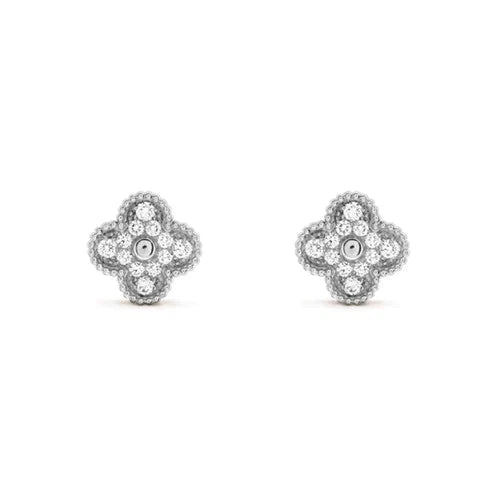 [アンジェラジュエリー]クローバー 1モチーフ ダイヤモンド スタッドピアス シルバー