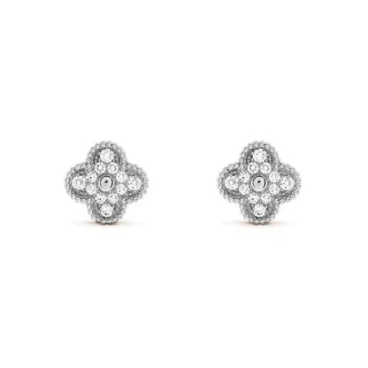 [アンジェラジュエリー]クローバー 1モチーフ ダイヤモンド スタッドピアス シルバー