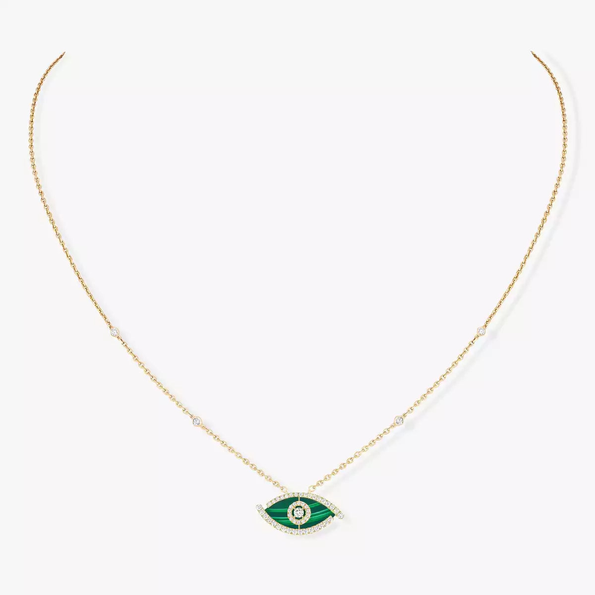 [Angela Jewelry]Lucky Eye Diamond Necklace in Rose Gold and Turquoise